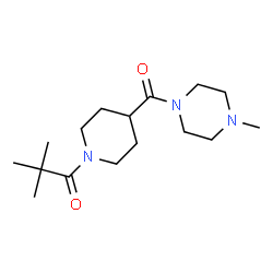 ChemSpider 2D Image | 2,2-Dimethyl-1-{4-[(4-methyl-1-piperazinyl)carbonyl]-1-piperidinyl}-1-propanone | C16H29N3O2