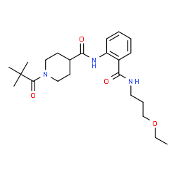ChemSpider 2D Image | 1-(2,2-Dimethylpropanoyl)-N-{2-[(3-ethoxypropyl)carbamoyl]phenyl}-4-piperidinecarboxamide | C23H35N3O4