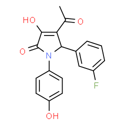 ChemSpider 2D Image | 4-Acetyl-5-(3-fluorophenyl)-3-hydroxy-1-(4-hydroxyphenyl)-1,5-dihydro-2H-pyrrol-2-one | C18H14FNO4