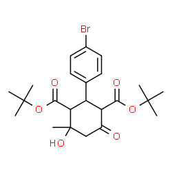 ChemSpider 2D Image | di-tert-butyl 2-(4-bromophenyl)-4-hydroxy-4-methyl-6-oxocyclohexane-1,3-dicarboxylate | C23H31BrO6