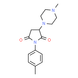 ChemSpider 2D Image | 3-(4-Methyl-piperazin-1-yl)-1-p-tolyl-pyrrolidine-2,5-dione | C16H21N3O2