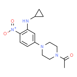 ChemSpider 2D Image | 1-{4-[3-(Cyclopropylamino)-4-nitrophenyl]-1-piperazinyl}ethanone | C15H20N4O3