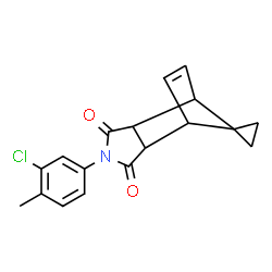 ChemSpider 2D Image | 4'-(3-Chloro-4-methylphenyl)-4'-azaspiro[cyclopropane-1,10'-tricyclo[5.2.1.0~2,6~]decane]-8'-ene-3',5'-dione | C18H16ClNO2