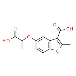 ChemSpider 2D Image | 5-(1-Carboxyethoxy)-2-methyl-1-benzofuran-3-carboxylic acid | C13H12O6
