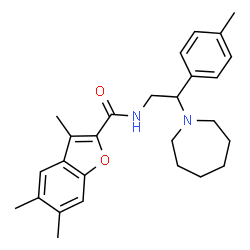 ChemSpider 2D Image | N-[2-(1-Azepanyl)-2-(4-methylphenyl)ethyl]-3,5,6-trimethyl-1-benzofuran-2-carboxamide | C27H34N2O2