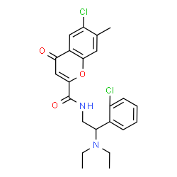 ChemSpider 2D Image | 6-Chloro-N-[2-(2-chlorophenyl)-2-(diethylamino)ethyl]-7-methyl-4-oxo-4H-chromene-2-carboxamide | C23H24Cl2N2O3