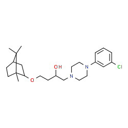 ChemSpider 2D Image | 1-[4-(3-Chlorophenyl)-1-piperazinyl]-4-[(1,7,7-trimethylbicyclo[2.2.1]hept-2-yl)oxy]-2-butanol | C24H37ClN2O2