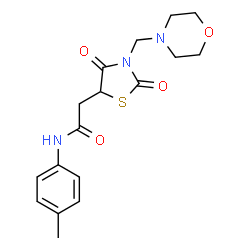 ChemSpider 2D Image | N-(4-Methylphenyl)-2-[3-(4-morpholinylmethyl)-2,4-dioxo-1,3-thiazolidin-5-yl]acetamide | C17H21N3O4S