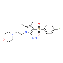 ChemSpider 2D Image | 3-[(4-Fluorophenyl)sulfonyl]-4,5-dimethyl-1-[2-(4-morpholinyl)ethyl]-1H-pyrrol-2-amine | C18H24FN3O3S