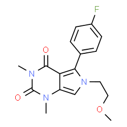 ChemSpider 2D Image | 5-(4-Fluorophenyl)-6-(2-methoxyethyl)-1,3-dimethyl-1H-pyrrolo[3,4-d]pyrimidine-2,4(3H,6H)-dione | C17H18FN3O3