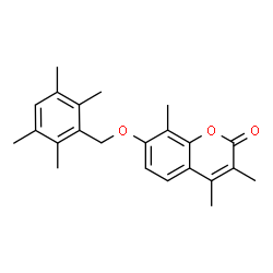 ChemSpider 2D Image | 3,4,8-Trimethyl-7-[(2,3,5,6-tetramethylbenzyl)oxy]-2H-chromen-2-one | C23H26O3