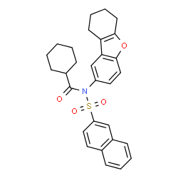 ChemSpider 2D Image | N-(2-Naphthylsulfonyl)-N-(6,7,8,9-tetrahydrodibenzo[b,d]furan-2-yl)cyclohexanecarboxamide | C29H29NO4S