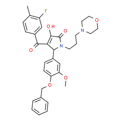 ChemSpider 2D Image | 5-[4-(Benzyloxy)-3-methoxyphenyl]-4-(3-fluoro-4-methylbenzoyl)-3-hydroxy-1-[3-(4-morpholinyl)propyl]-1,5-dihydro-2H-pyrrol-2-one | C33H35FN2O6