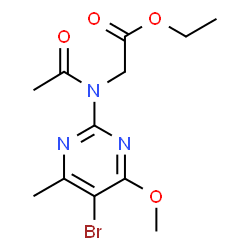 ChemSpider 2D Image | Ethyl N-acetyl-N-(5-bromo-4-methoxy-6-methyl-2-pyrimidinyl)glycinate | C12H16BrN3O4