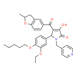 ChemSpider 2D Image | 5-[3-Ethoxy-4-(pentyloxy)phenyl]-3-hydroxy-4-[(2-methyl-2,3-dihydro-1-benzofuran-5-yl)carbonyl]-1-(4-pyridinylmethyl)-1,5-dihydro-2H-pyrrol-2-one | C33H36N2O6