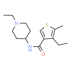 ChemSpider 2D Image | 4-Ethyl-N-(1-ethyl-4-piperidinyl)-5-methyl-3-thiophenecarboxamide | C15H24N2OS