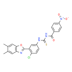ChemSpider 2D Image | N-{[4-Chloro-3-(5,6-dimethyl-1,3-benzoxazol-2-yl)phenyl]carbamothioyl}-4-nitrobenzamide | C23H17ClN4O4S
