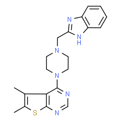 ChemSpider 2D Image | 4-[4-(1H-Benzimidazol-2-ylmethyl)-1-piperazinyl]-5,6-dimethylthieno[2,3-d]pyrimidine | C20H22N6S
