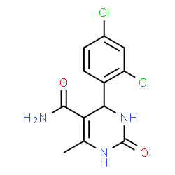 ChemSpider 2D Image | 4-(2,4-Dichlorophenyl)-6-methyl-2-oxo-1,2,3,4-tetrahydro-5-pyrimidinecarboxamide | C12H11Cl2N3O2