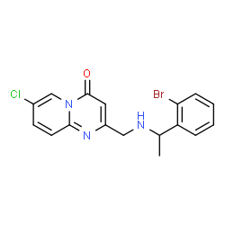 ChemSpider 2D Image | 2-({[1-(2-Bromophenyl)ethyl]amino}methyl)-7-chloro-4H-pyrido[1,2-a]pyrimidin-4-one | C17H15BrClN3O
