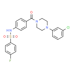 ChemSpider 2D Image | N-(4-{[4-(3-Chlorophenyl)-1-piperazinyl]carbonyl}phenyl)-4-fluorobenzenesulfonamide | C23H21ClFN3O3S