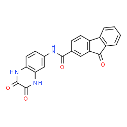 ChemSpider 2D Image | N-(2,3-Dioxo-1,2,3,4-tetrahydro-6-quinoxalinyl)-9-oxo-9H-fluorene-2-carboxamide | C22H13N3O4