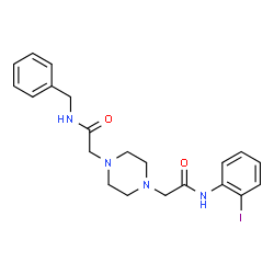 ChemSpider 2D Image | 2-{4-[2-(Benzylamino)-2-oxoethyl]-1-piperazinyl}-N-(2-iodophenyl)acetamide | C21H25IN4O2