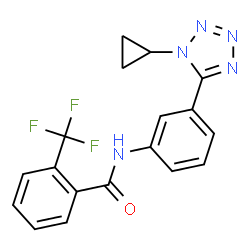 ChemSpider 2D Image | N-[3-(1-Cyclopropyl-1H-tetrazol-5-yl)phenyl]-2-(trifluoromethyl)benzamide | C18H14F3N5O