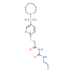 ChemSpider 2D Image | 2-{[5-(1-Azepanylsulfonyl)-2-pyridinyl]sulfanyl}-N-(propylcarbamoyl)acetamide | C17H26N4O4S2
