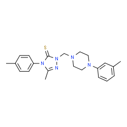 ChemSpider 2D Image | 5-Methyl-4-(4-methylphenyl)-2-{[4-(3-methylphenyl)-1-piperazinyl]methyl}-2,4-dihydro-3H-1,2,4-triazole-3-thione | C22H27N5S