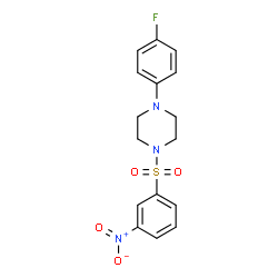 ChemSpider 2D Image | 1-(4-Fluorophenyl)-4-[(3-nitrophenyl)sulfonyl]piperazine | C16H16FN3O4S