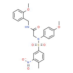 ChemSpider 2D Image | N-(2-Methoxybenzyl)-N~2~-(4-methoxyphenyl)-N~2~-[(4-methyl-3-nitrophenyl)sulfonyl]glycinamide | C24H25N3O7S