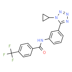 ChemSpider 2D Image | N-[3-(1-Cyclopropyl-1H-tetrazol-5-yl)phenyl]-4-(trifluoromethyl)benzamide | C18H14F3N5O
