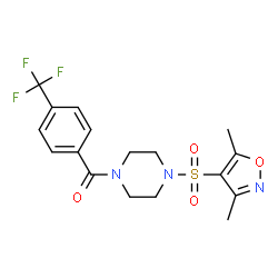 ChemSpider 2D Image | {4-[(3,5-Dimethyl-1,2-oxazol-4-yl)sulfonyl]-1-piperazinyl}[4-(trifluoromethyl)phenyl]methanone | C17H18F3N3O4S