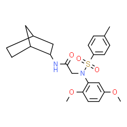 ChemSpider 2D Image | N-Bicyclo[2.2.1]hept-2-yl-N~2~-(2,5-dimethoxyphenyl)-N~2~-[(4-methylphenyl)sulfonyl]glycinamide | C24H30N2O5S