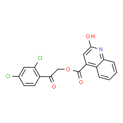 ChemSpider 2D Image | 2-(2,4-dichlorophenyl)-2-oxoethyl 2-hydroxyquinoline-4-carboxylate | C18H11Cl2NO4
