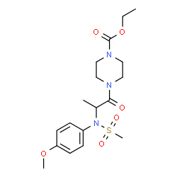 ChemSpider 2D Image | Ethyl 4-[N-(4-methoxyphenyl)-N-(methylsulfonyl)alanyl]-1-piperazinecarboxylate | C18H27N3O6S