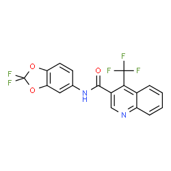 ChemSpider 2D Image | N-(2,2-Difluoro-1,3-benzodioxol-5-yl)-4-(trifluoromethyl)-3-quinolinecarboxamide | C18H9F5N2O3
