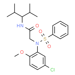 ChemSpider 2D Image | N~2~-(5-Chloro-2-methoxyphenyl)-N-(2,4-dimethyl-3-pentanyl)-N~2~-(phenylsulfonyl)glycinamide | C22H29ClN2O4S