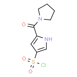 ChemSpider 2D Image | 5-(1-Pyrrolidinylcarbonyl)-1H-pyrrole-3-sulfonyl chloride | C9H11ClN2O3S