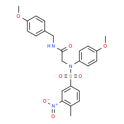 ChemSpider 2D Image | N-(4-Methoxybenzyl)-N~2~-(4-methoxyphenyl)-N~2~-[(4-methyl-3-nitrophenyl)sulfonyl]glycinamide | C24H25N3O7S