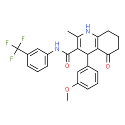 ChemSpider 2D Image | 4-(3-Methoxyphenyl)-2-methyl-5-oxo-N-[3-(trifluoromethyl)phenyl]-1,4,5,6,7,8-hexahydro-3-quinolinecarboxamide | C25H23F3N2O3