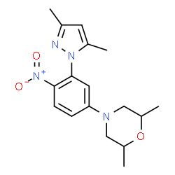 ChemSpider 2D Image | 4-[3-(3,5-Dimethyl-1H-pyrazol-1-yl)-4-nitrophenyl]-2,6-dimethylmorpholine | C17H22N4O3