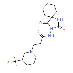ChemSpider 2D Image | N-(2,4-Dioxo-1,3-diazaspiro[4.5]dec-3-yl)-3-[3-(trifluoromethyl)-1-piperidinyl]propanamide | C17H25F3N4O3