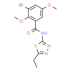 ChemSpider 2D Image | 3-Bromo-N-(5-ethyl-1,3,4-thiadiazol-2-yl)-2,5-dimethoxybenzamide | C13H14BrN3O3S