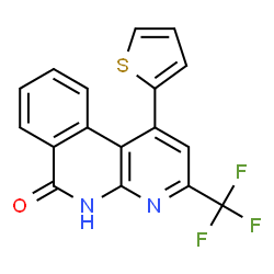 ChemSpider 2D Image | 1-(2-thienyl)-3-(trifluoromethyl)-5H-benzo[c][1,8]naphthyridin-6-one | C17H9F3N2OS