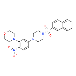 ChemSpider 2D Image | 4-{5-[4-(2-Naphthylsulfonyl)-1-piperazinyl]-2-nitrophenyl}morpholine | C24H26N4O5S