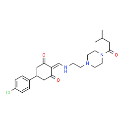 ChemSpider 2D Image | 5-(4-Chlorophenyl)-2-[({2-[4-(3-methylbutanoyl)-1-piperazinyl]ethyl}amino)methylene]-1,3-cyclohexanedione | C24H32ClN3O3