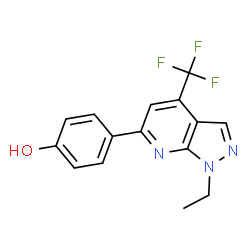 ChemSpider 2D Image | 4-[1-Ethyl-4-(trifluoromethyl)-1H-pyrazolo[3,4-b]pyridin-6-yl]phenol | C15H12F3N3O
