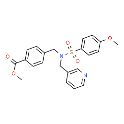 ChemSpider 2D Image | Methyl 4-{[N-(pyridin-3-ylmethyl)4-methoxybenzenesulfonamido]methyl}benzoate | C22H22N2O5S